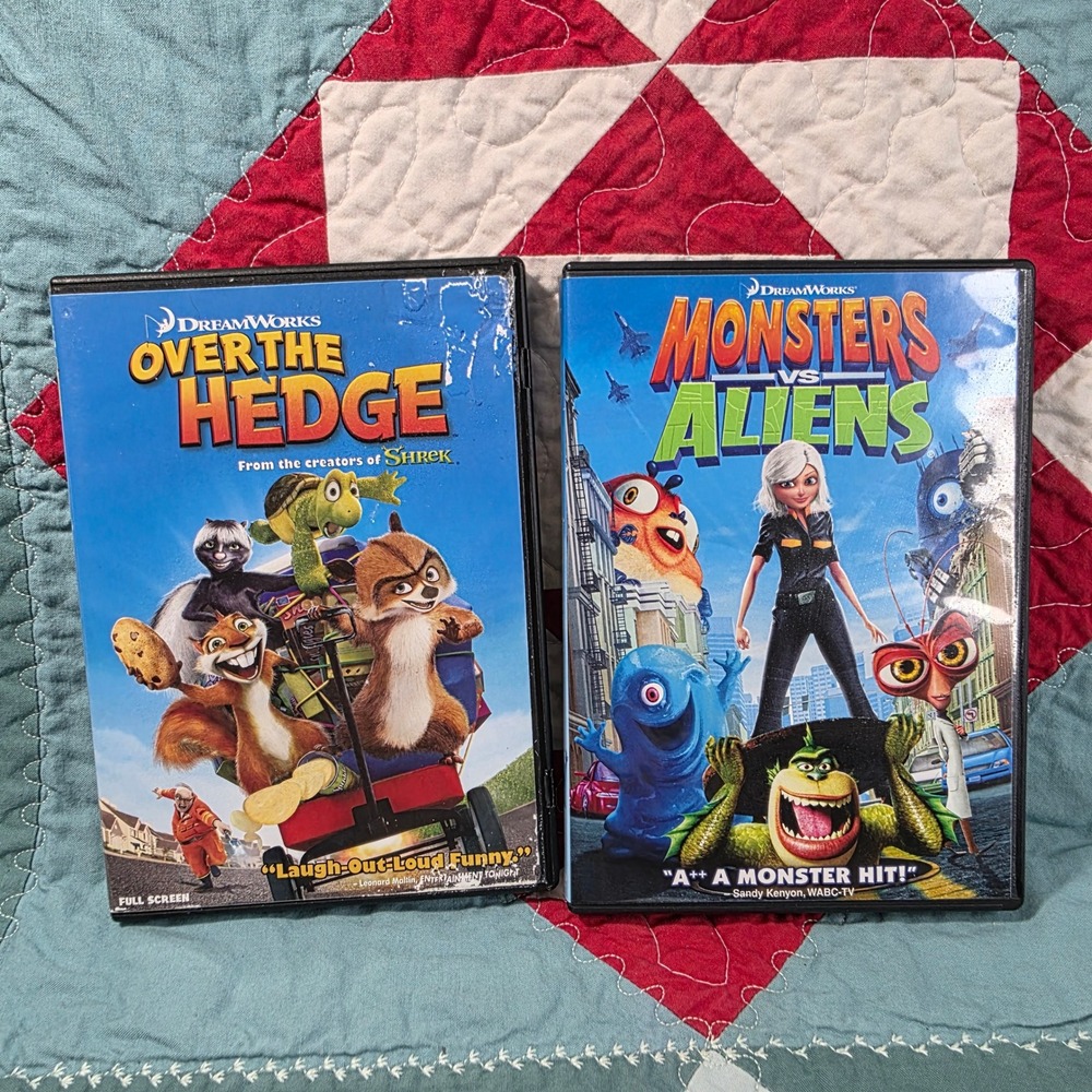 DreamWorks Animation DVD Bundle Monsters vs Aliens Over the Hedge Kids Movie Lot